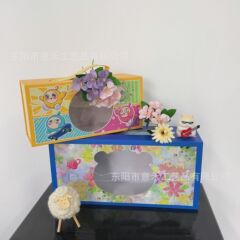 赤ちゃんの宴会のお土産の満1歳の宴会の礼箱の高級な皮質の手提げの包装箱insのかわいい風の贈り物は蓋の箱をひっくり返します。