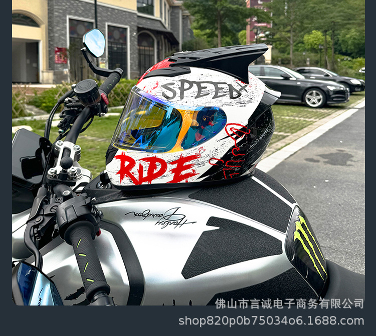 The New Cross-Border 3C/Dot Certified Motorcycle Helmet Can Be Equipped with Bluetooth and Is Suitable for Motorcyclists, All-Season Full-Face Helmet for Men