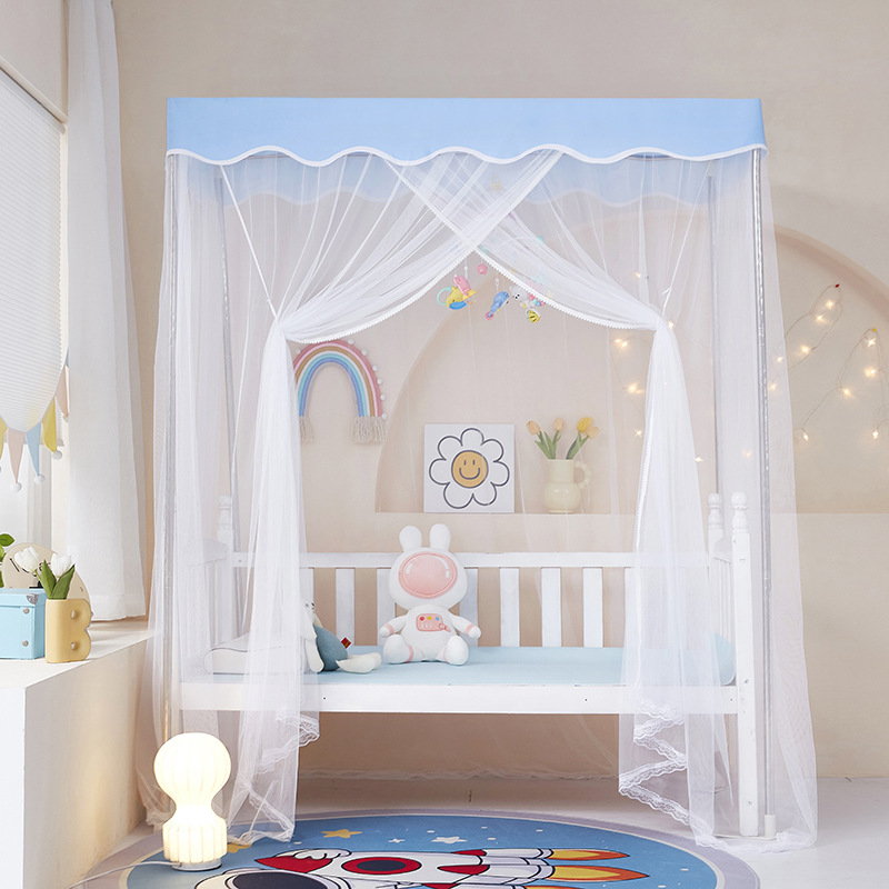 Wholesale Customizable Children's Mosquito Nets for Home Splicing Beds for Infants and Kindergartens Cute Princess Style Boys and Girls Cribs with Floor-Standing