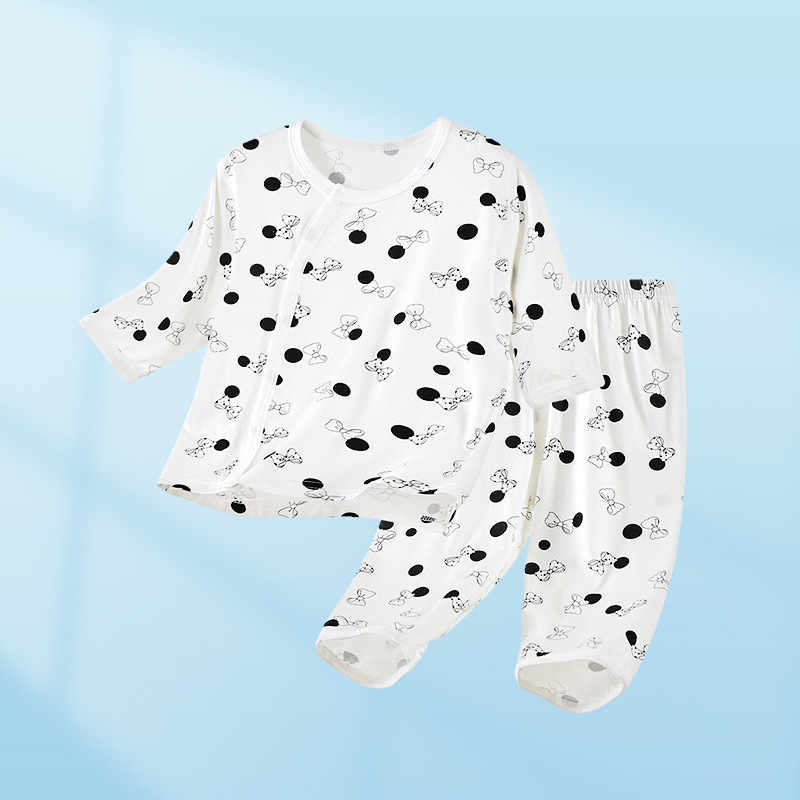 Set de verano para bebés delgado de manga media ropa de verano para niños niñas con media manga de aire acondicionado pijamas ropa de bebé