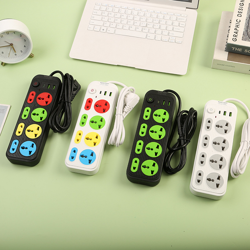 智能多功能外贸插座彩孔黑白壳多位插线板白俄罗斯 土耳其 伊拉克