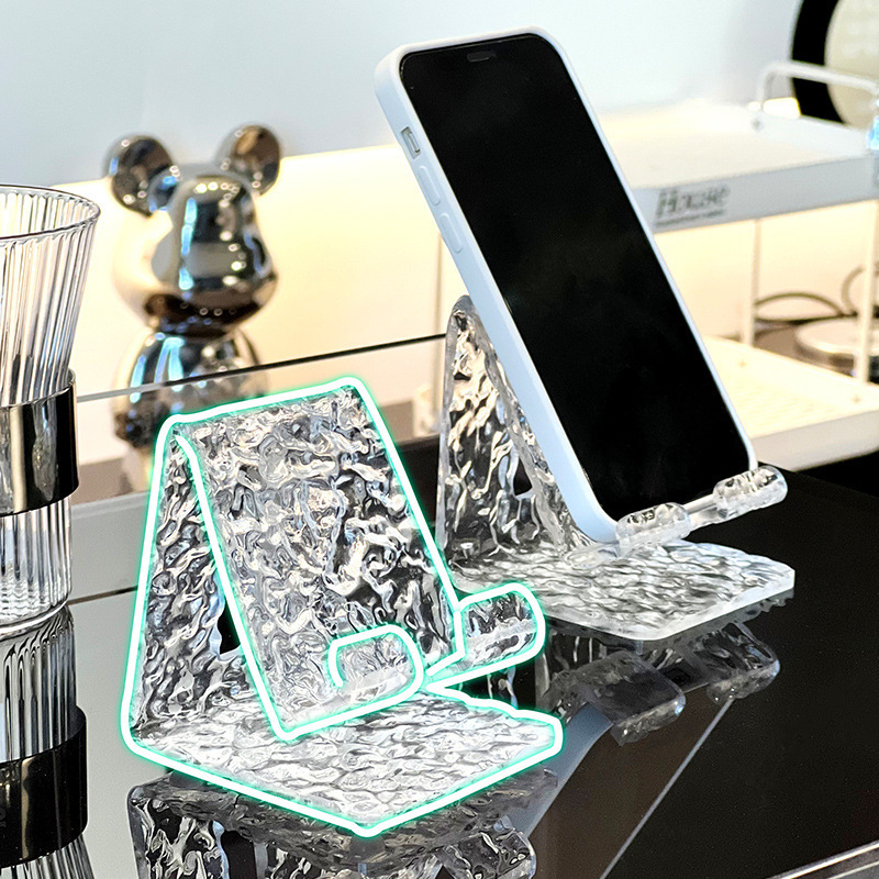 Glacier pattern mobile phone stand transparent acrylic vertical desktop Apple ipad tablet stand desk charging bracket