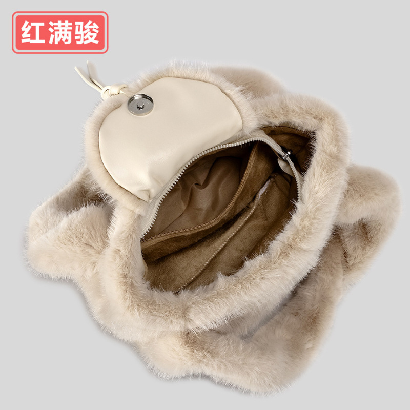 可爱毛球单肩斜挎包毛绒手提包秋冬新款人造皮草小号毛毛包女|undefined