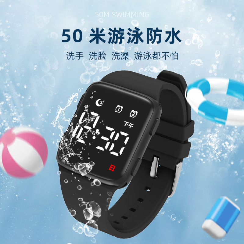 2024 new arrival electronic LED Chinese with alarm clock week luminous waterproof sports fashion watch for students