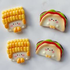 卡通食玩吐司鸡蛋玉米树脂配件奶油胶diy发夹头绳水杯装饰材料批