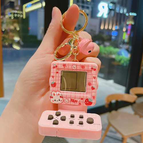 Personalized Creative Arcade Joystick Tetris Game Console Keychain Student Cute School Bag Pendant Wholesale