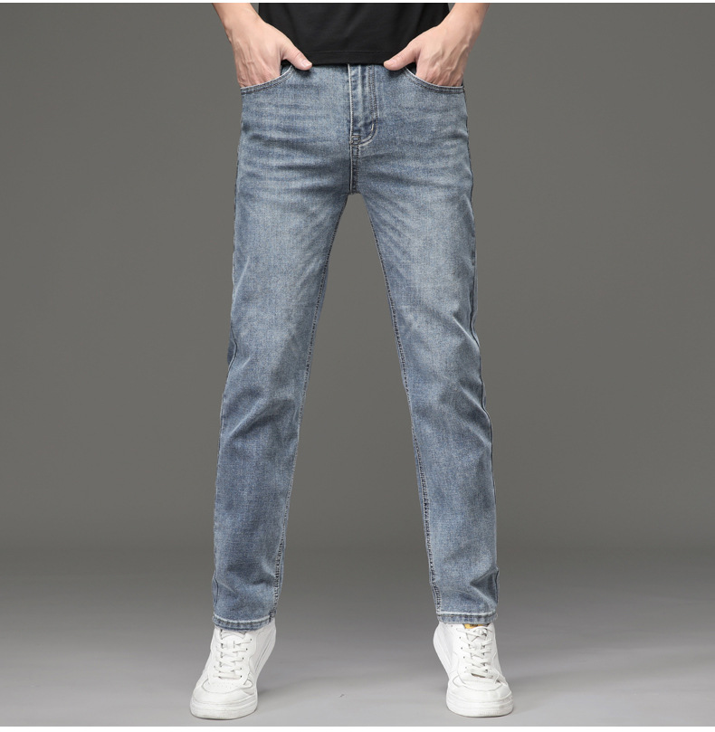 Europäische Jeans für Frühling und Herbst, schwarze Slim Fit-Jeans, nostalgische, gerade geschnittene Mode, trendige Herren-Jeans_voghion.com
