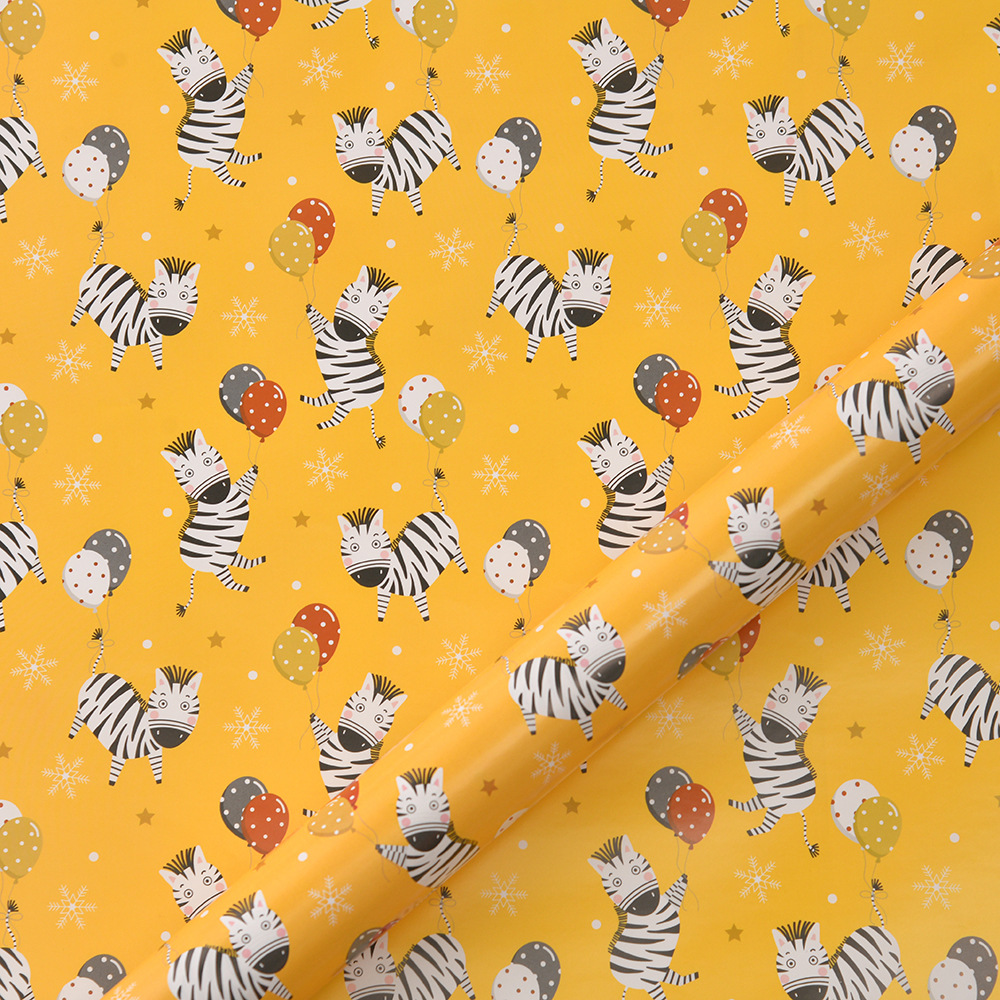 Nuevo papel de embalaje de regalo de dibujos animados de animales papel de regalo de cumpleaños para niños caja de regalo de vacaciones papel de regalo embalaje de papel recubierto