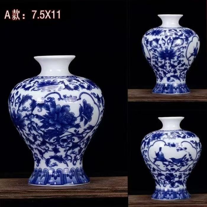 Vaso de escritorio de cerámica de porcelana pequeña boca mini hidroponía de flores retrógradas botellas de flores de porcelana