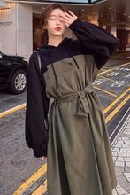 新款加厚棉中长款卫衣裙春秋冬季假两件连衣裙女学生韩版宽松大码