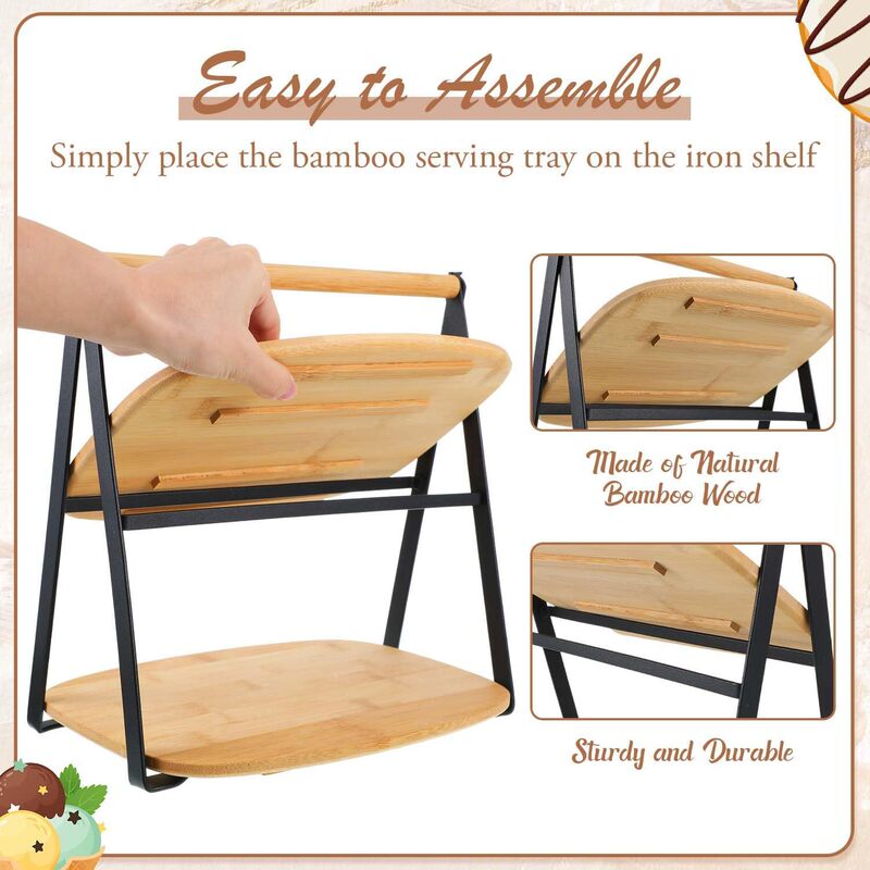 Cross-Border Spot Wooden Snack Rack Bamboo Double-Layer Pastry Rack Bamboo Wood Storage Rack Cake Plate Desktop Display Rack Cross-Border Spot Wooden Snack Rack Bamboo Double-Layer Pastry Rack Bamboo Wood Storage Rack Cake Plate Desktop Display Rack