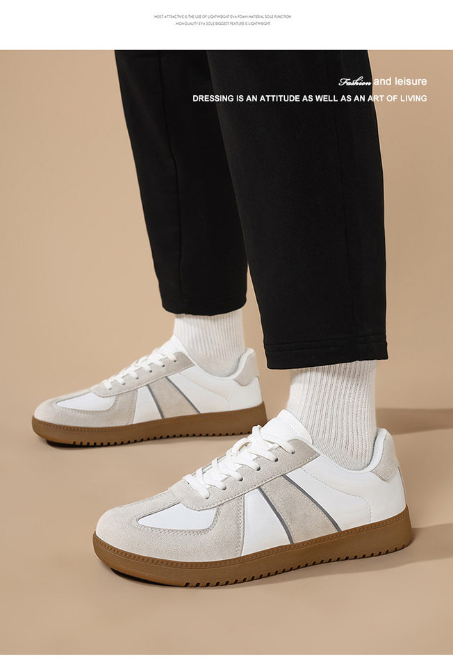 Giày sneaker da lì phối lưới form rộng mũi tròn, đế cao 3–5 cm, dây buộc, unisex — Trắng đen, Xám trắng, đen chi tiết 23
