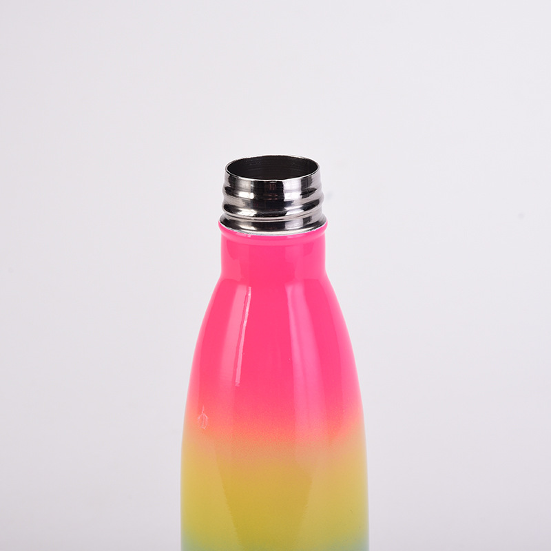 New Gradient Color Rainbow 500ml Double-layerd Stainless Steel Portable Sports Water Bottle display picture 5