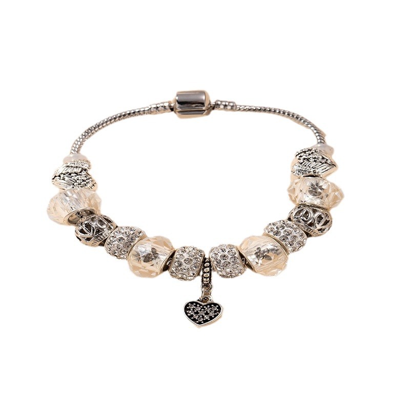 Panjia pulsera Dora DIY cuentas explosivas transfronterizas amor colgante de diamante bola de perforación de cristal cuentas de bronce pulsera cadena image 6