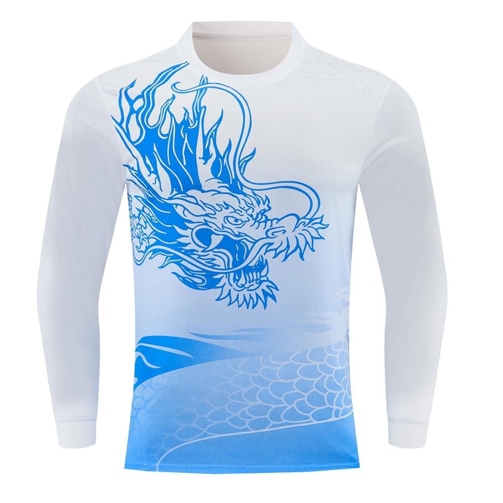 Dragón de secado rápido traje de barco dragón traje de manga larga protección solar dragón barco dragón barco dragón traje de equipo de seda de hielo se puede imprimir nombre del equipo
