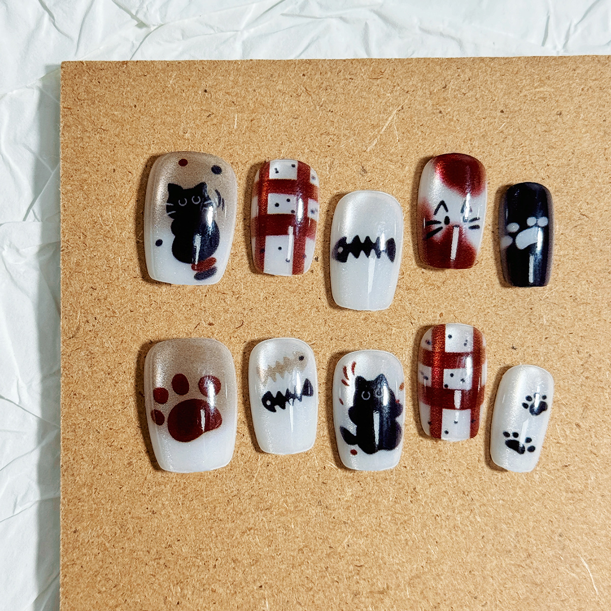 Manicure nuevo cristal ojo de gato usar uñas de alta calidad manuales manicure piezas de 10 piezas empaquetadas decodificación usar uñas al por mayor