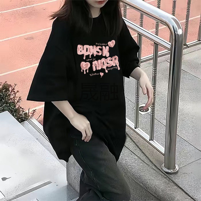 Gz100 % 純綿半袖tシャツ女性夏の新しいサイズの女装韓国版ゆるいins中長サイズの服が湿っている|undefined