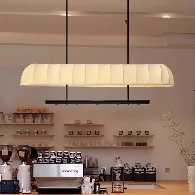 Wabi-Sabi Style Restaurant Chandelier Retro Fabric Hotel Island Bar Table Dining Table Tea Room Coffee Shop Cashier Long Strip Lamp