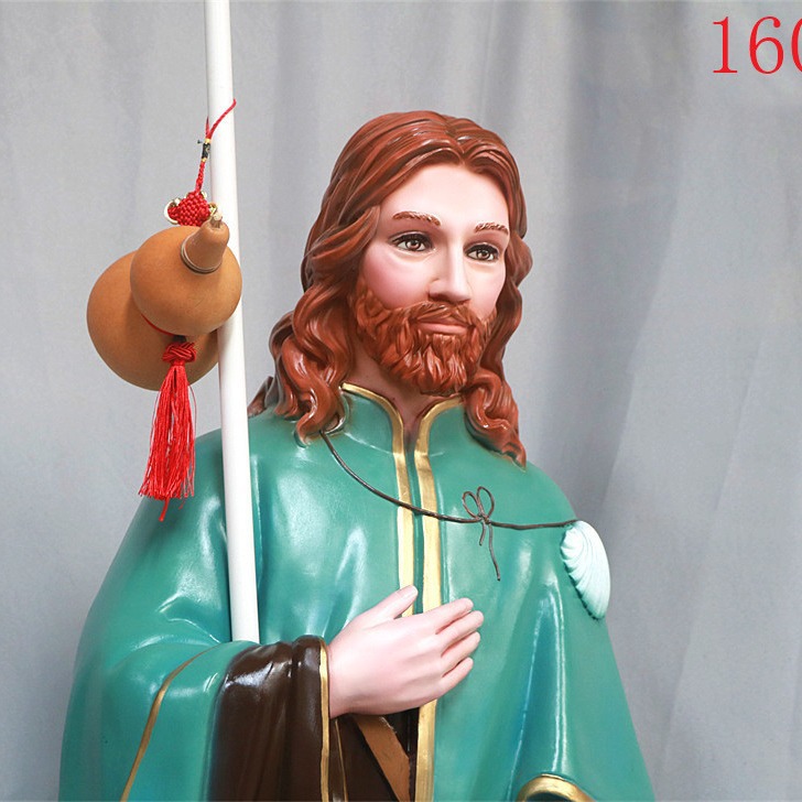 160cm San Rogue Inmunity Lord Protector Ornamento Mirando Estatuas Fiberglass Decoración de la iglesia doméstica