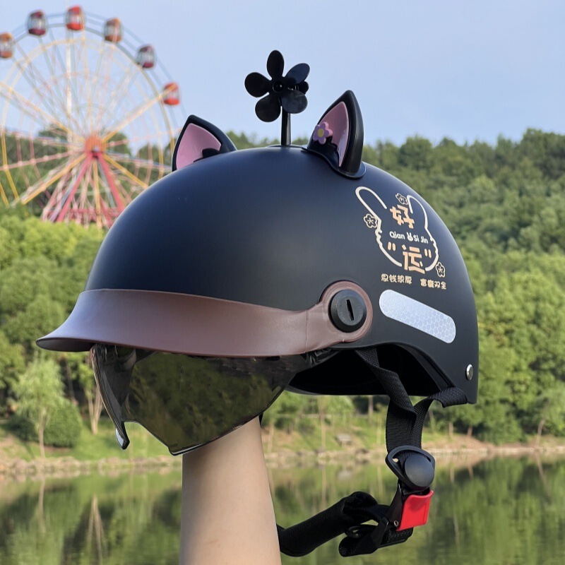 3C つば付きヘルメット電気自動車男性と女性のための美しい日焼け止め四季インターネット有名人バッテリー車ハーフヘルメット夏の日焼け止め安全ヘルメット|undefined