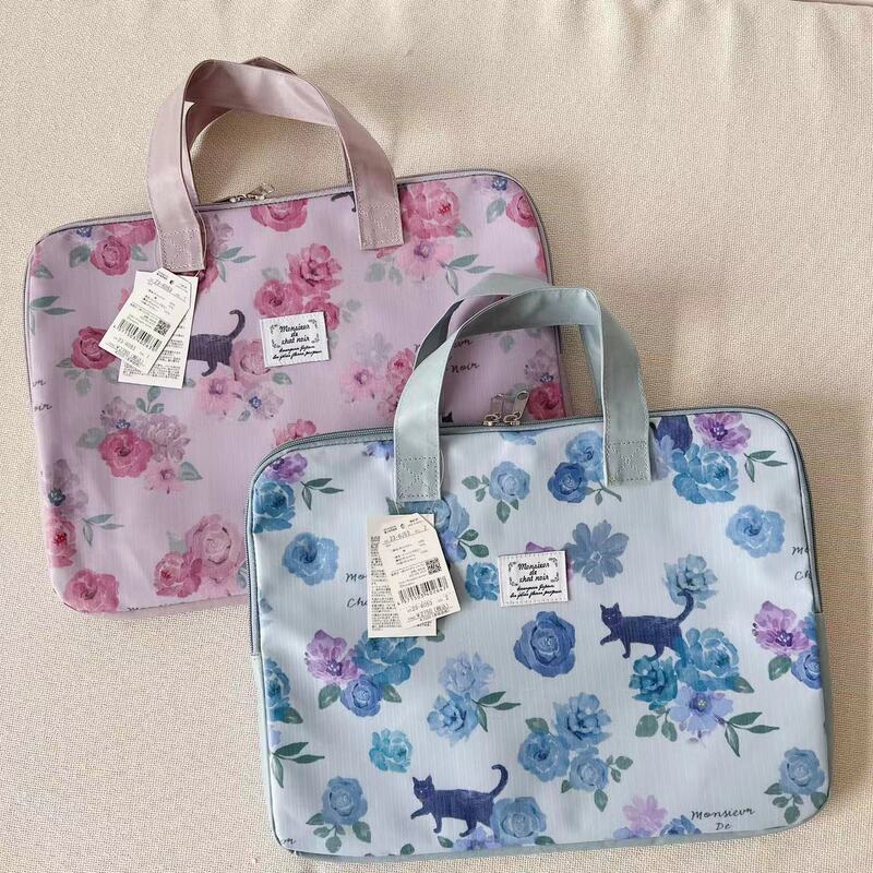 Japan kusuguru floral cat full print film waterproof laptop bag handbag 13 inch 932