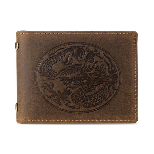Retro trend crazy horse leather document bag document clip head layer cowhide bank card holder totem driver's license leather case factory supplied