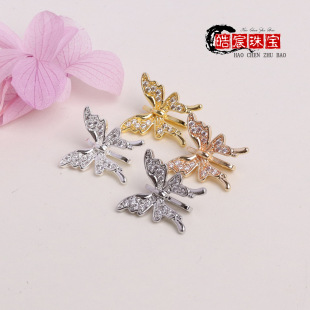 18K Gold-Filled Color-Preserving Butterfly Double-Row Bead Spacer Micro-Inlaid Zircon Material Handmade DIY Bracelet Jewelry Accessories