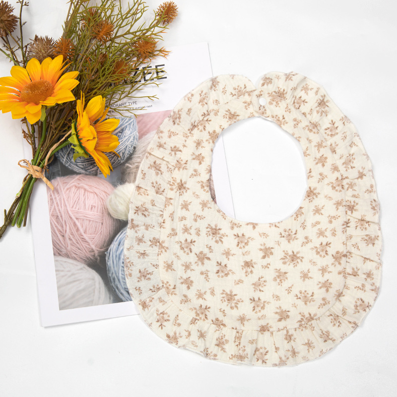 Toalla de saliva para bebé Verano A antibacteriano y agradable para la piel 40 piezas de gasa de algodón puro babero de encaje en forma de U para hombres y mujeres babero para bebés