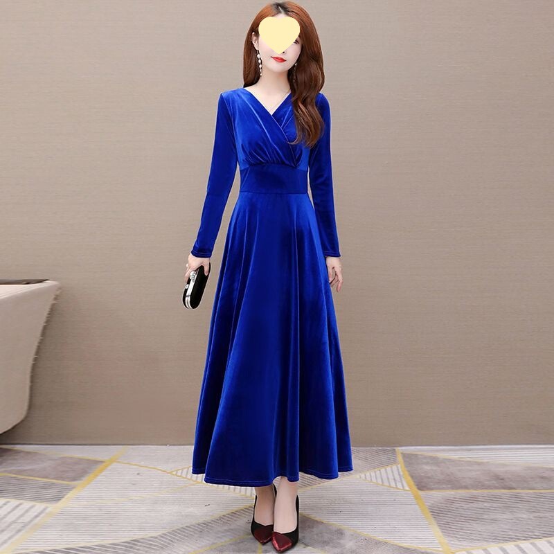 收腰冬装2025显瘦夫人春秋连衣裙高贵洋气新款长裙金丝绒女长袖贵|undefined