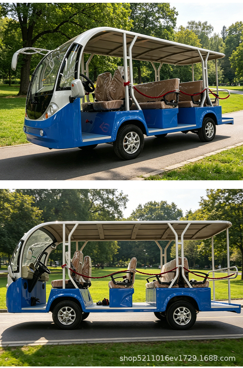 Electric four-wheel sightseeing vehicle, 5-11 seat shuttle bus, scenic area golf cart, property security patrol vehicle