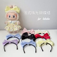 17 センチメートルラブ布ヘッドバンドミニリボンヘッドバンド卸売人形人形真珠光沢のあるリボンヘアアクセサリー