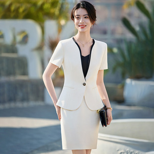 Business Dress Short-sleeved Beauty Salon Staff Hotel Front Desk Sales Department Jewelry Store Work Clothes Professional Women's Skirt suit Summer