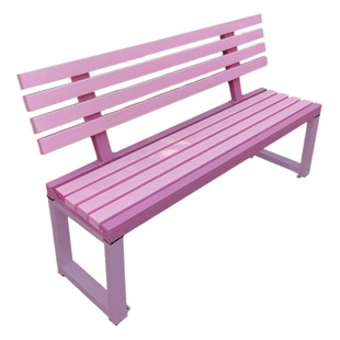 Internet Celebrity Pink Park Chair Outdoor Bench with Backrest Shopping Mall Rest Solid Wood Stool Courtyard Garden Leisure Bench