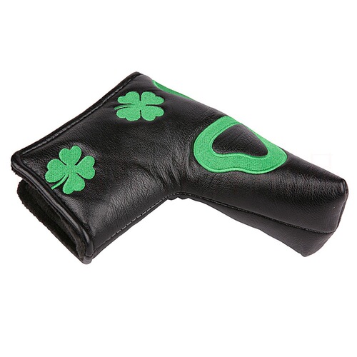 New golf putter cover with exquisite four-leaf clover pattern embroidered straight strips, thickened fit and protection