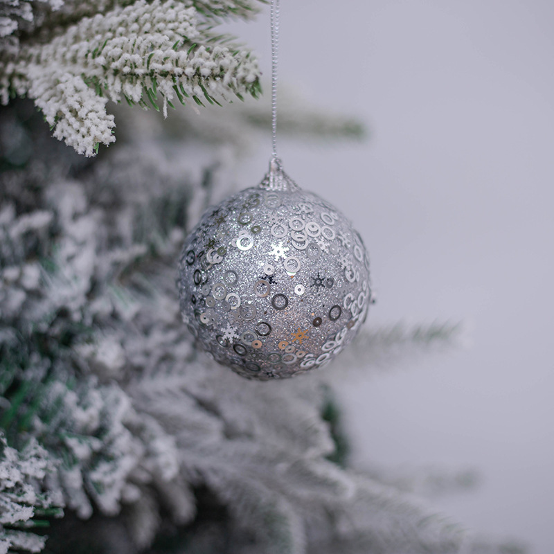 8m3 Paquete de plata lentejuelas de Navidad decoración árbol de Navidad colgando bola de espuma BOLA DE Navidad bola colgante de bricolaje Decoración