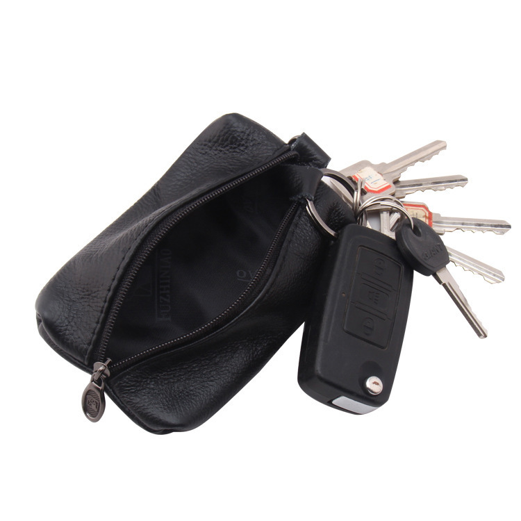 Genuine Leather Pocket-Shaped Car Key Holder for Women and Men, Rectangular Multifunctional Key Case Made of Top-Layer Cowhide, Belt Clip