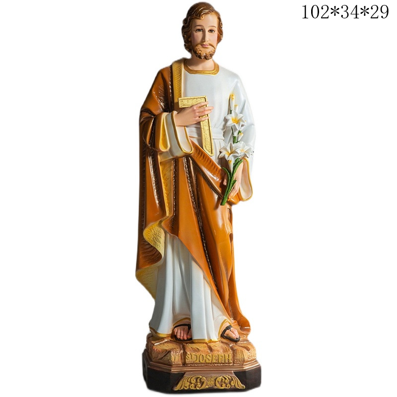 100cm santos joseph ornamentos mirando la estatuilla de vidrio fibra de fibra de vidrio iglesia casa decoración figura