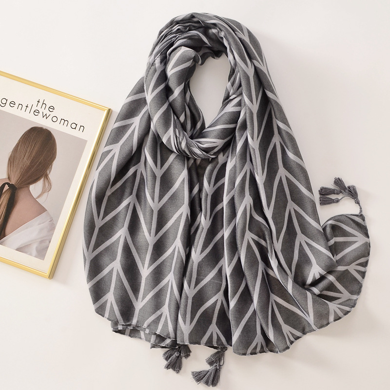 Fresco todo partido de moda planta tropical hoja vena viaje protector solar Toalla de playa aire acondicionado chal bufanda de algodón y lino para mujer