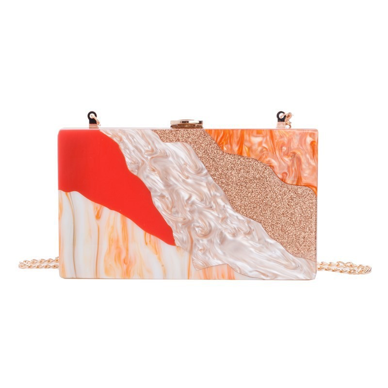 Nuevo comercio exterior transfronterizo damas bolsas de cena de empalme de color un hombro diagonal bolsas acrílicas bolsas de mano de boda