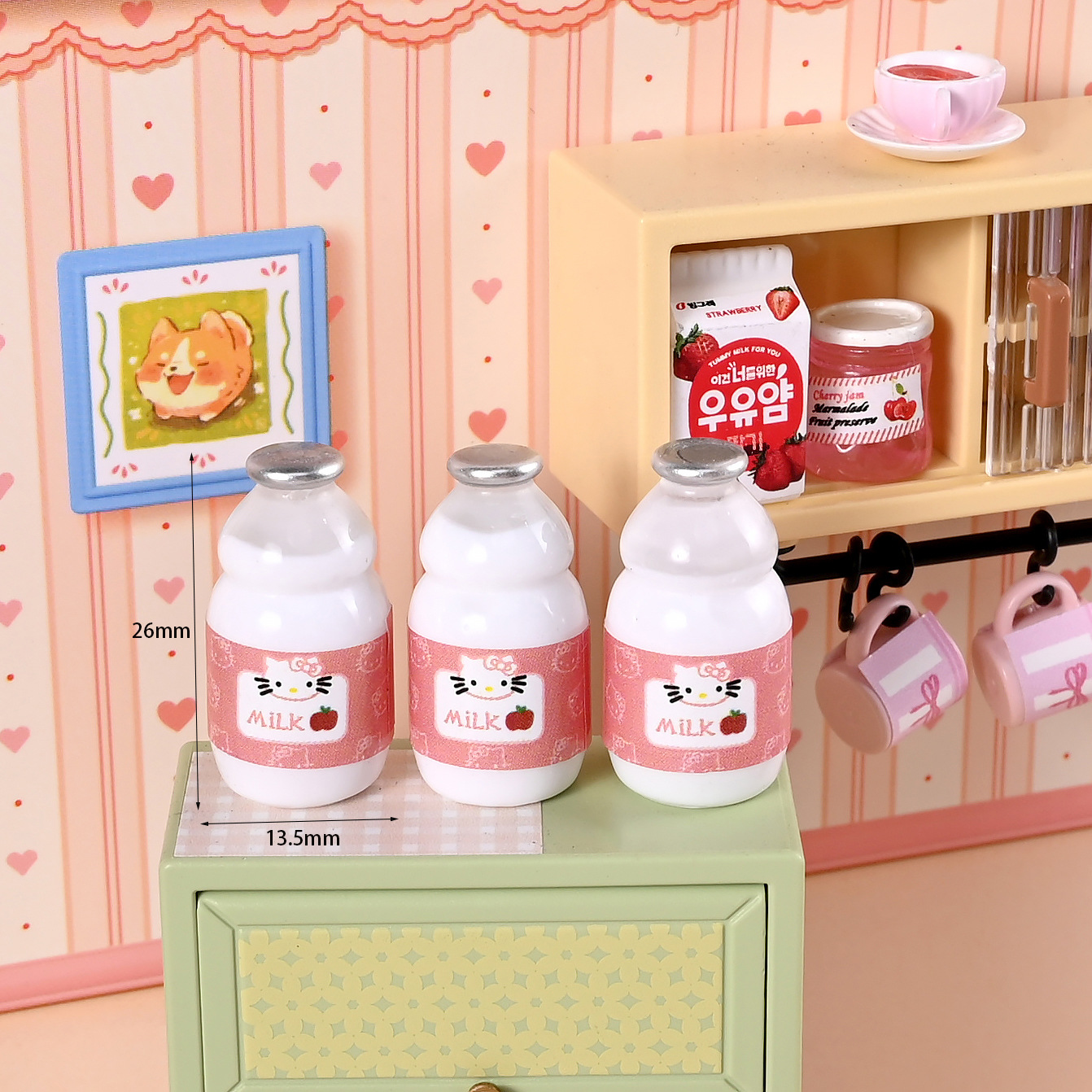树脂立体微缩牛奶瓶 Dollhouse娃娃屋迷你微缩食玩模型拍摄道具