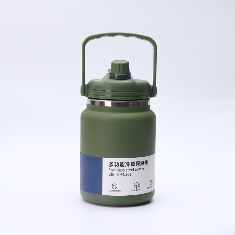 新しい大容量登山ウォーターボトル 304 ステンレス鋼屋外ポータブルハンドルトラベルボトル多機能断熱バケツ|undefined