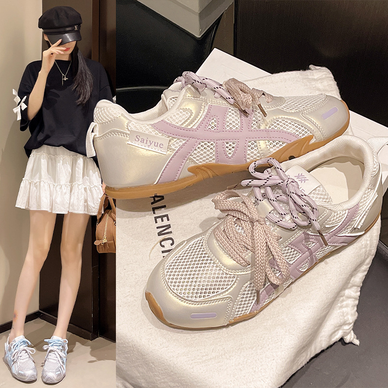 여성용 메쉬 육군 훈련 신발 2025 새로운 여름 다목적 패션 플랫 스포츠 신발 공장은 대외 무역 가능