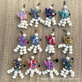 民族风布艺东南亚泰国扎染小象特色流苏箱包书包水杯毛球挂件云南