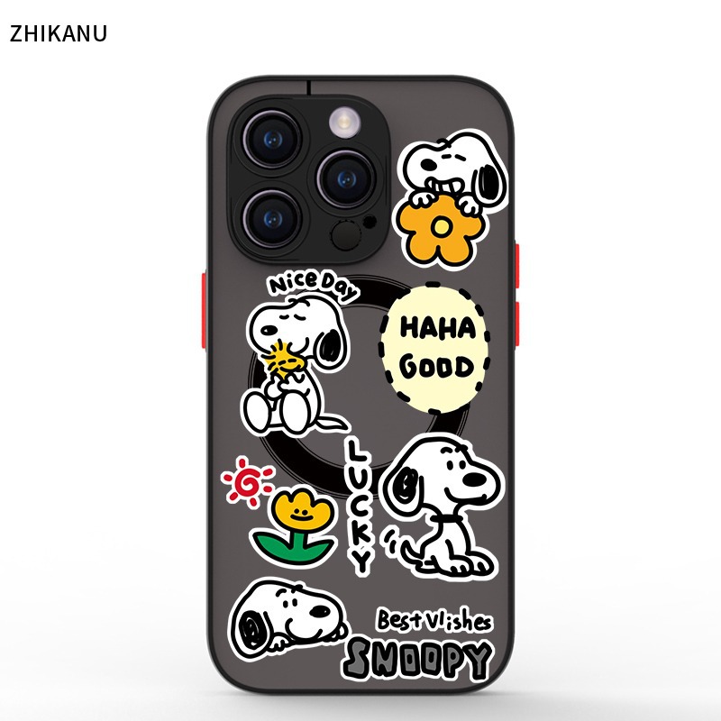 史努比适用苹果16promax手机壳15新款iPhone14生鹿13创意12磁吸11