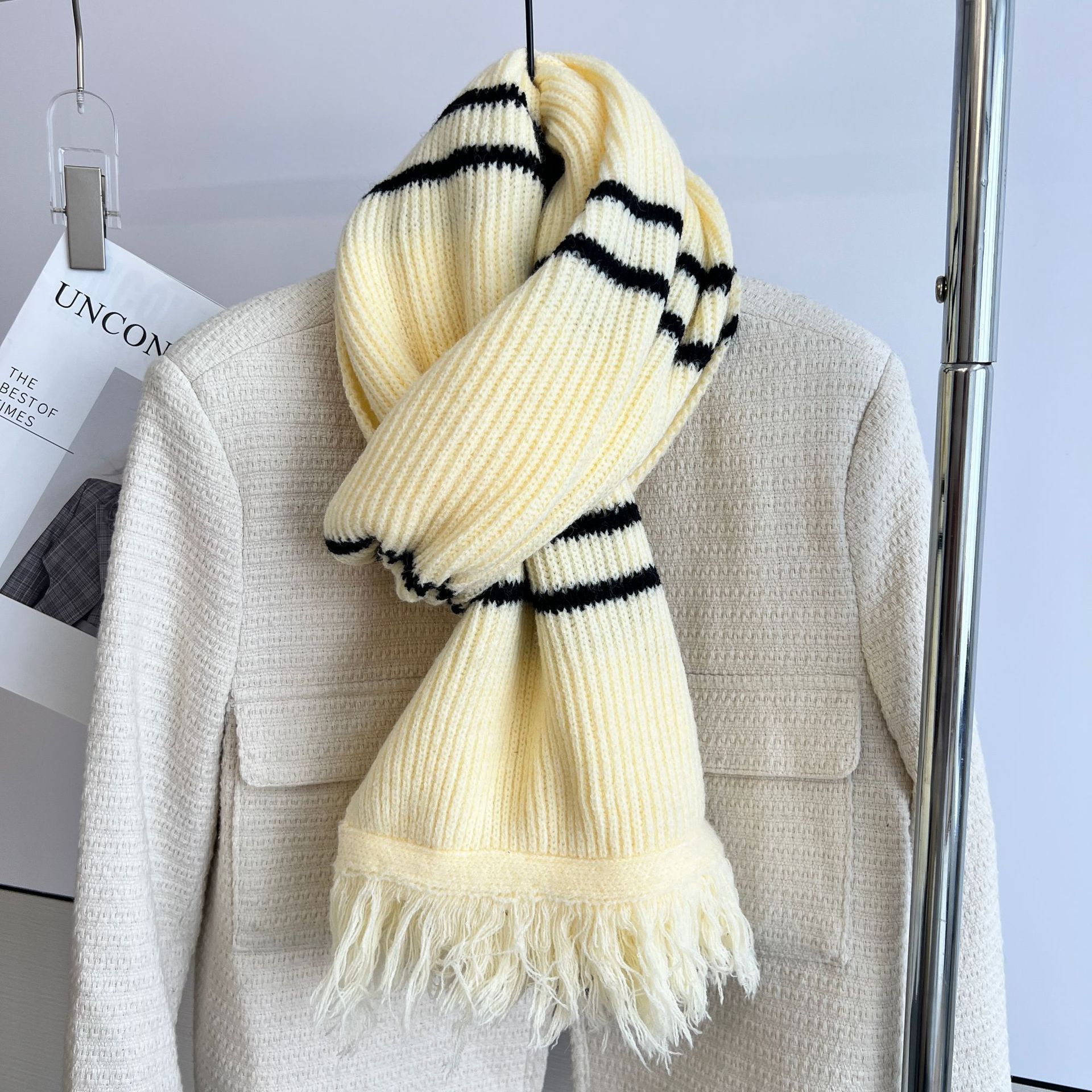 Women's Simple Style Color Block Stripe Knit Scarf display picture 7