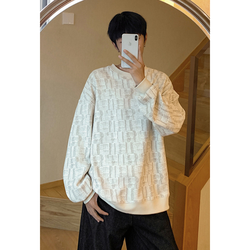cleanfit满印设计感卫衣男春秋季美式复古圆领百搭宽松大码打底衫|undefined