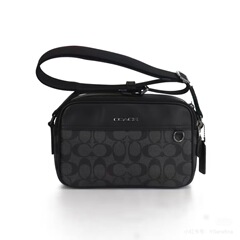 Koujia 新しいグラハムクラシック老眼レザーメンズカメラバッグダブルジッパーショルダークロスボディ本革スモールスクエアバッグ
