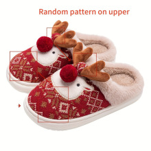 M 69750 Elk Plush Warm Slippers 麋鹿毛绒保暖棉拖跨境外贸
