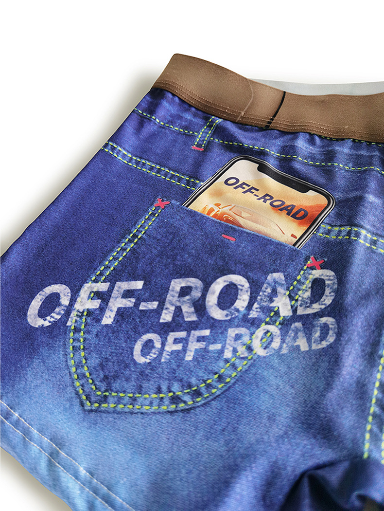 Boxer uomo trendy stampa denim con dettaglio cintura_voghion.com