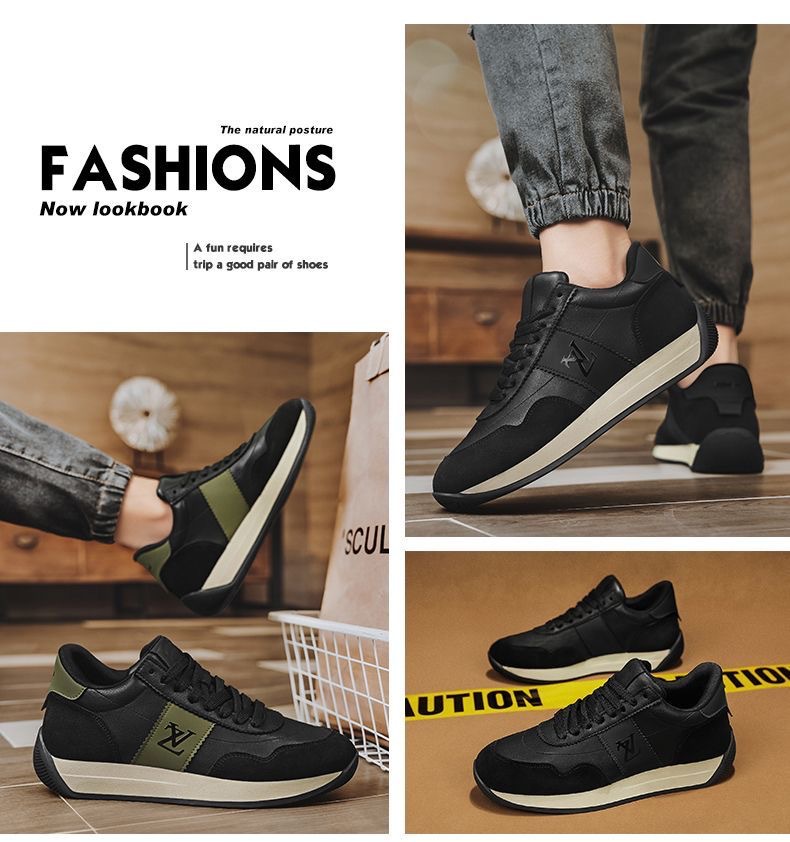 Chaussures de sport décontractées Forrest Gump 2026 pour hommes, semelles épaisses antidérapantes, noires, tendance et polyvalentes._voghion.com